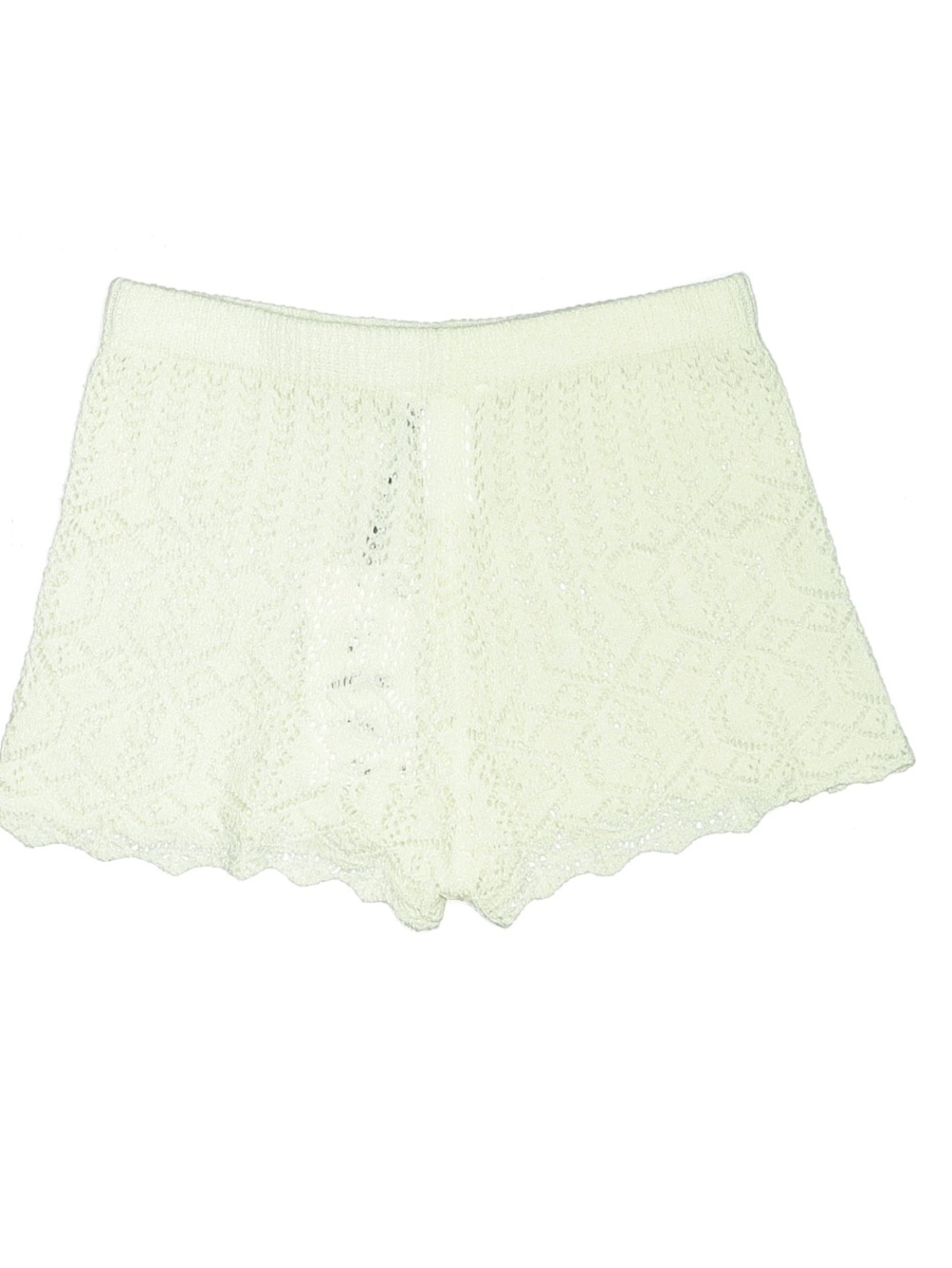 Zara White Crochet Knit Scalloped Boho High Rise Shorts Small - Picture 2 of 4